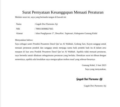 Contoh Surat Pernyataan Kesanggupan Dan Cara Membuatnya Privy Blog