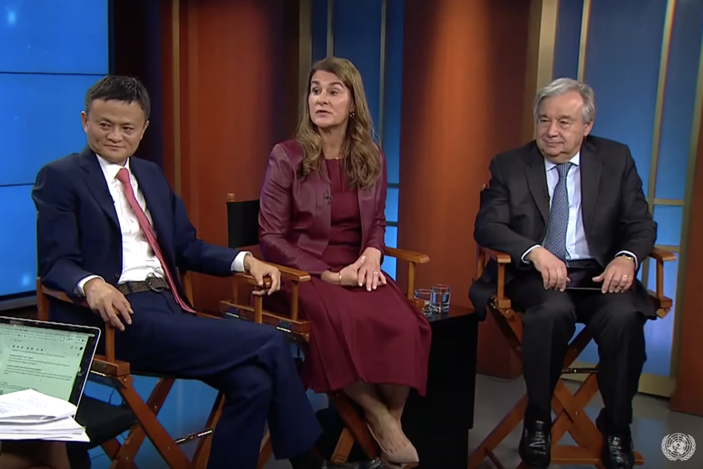Melinda Gates, Jack Ma, and António Guterres