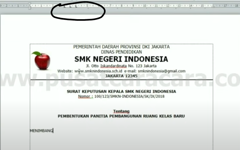 Ikon tab di Microsoft Word