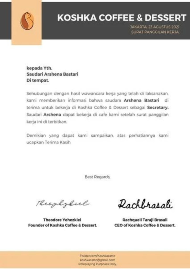 Surat panggilan diterima kerja