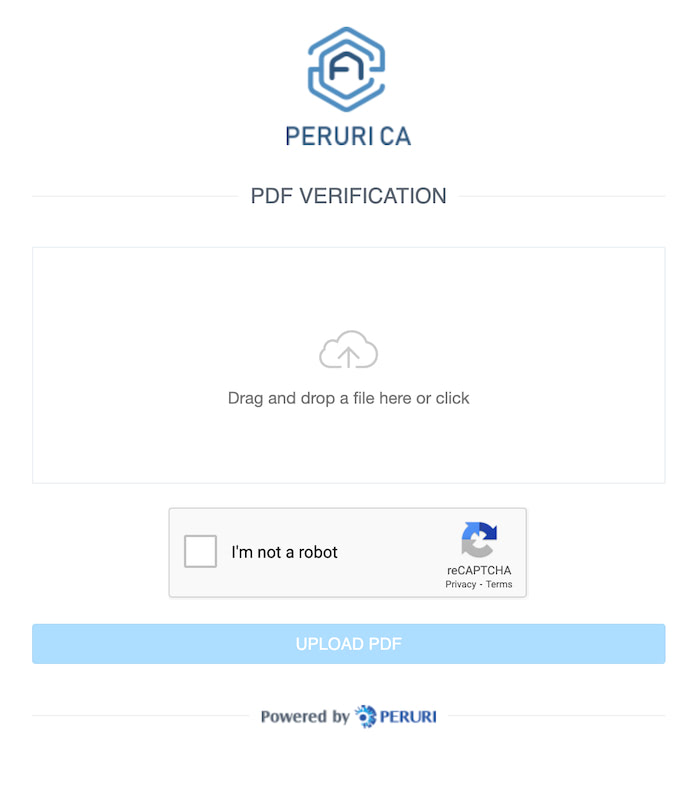 Upload PDF untuk verifikasi di Peruri CA.