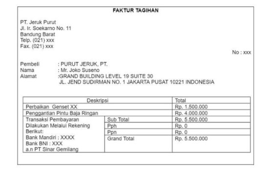 10 Contoh Invoice Tagihan Pembayaran Untuk Jasa Dan Barang