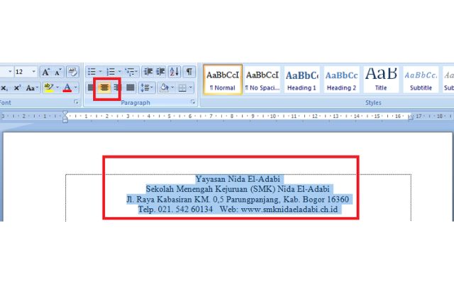 Cara Membuat Kop Surat Di Word Dengan Dua Logo Contoh 0895