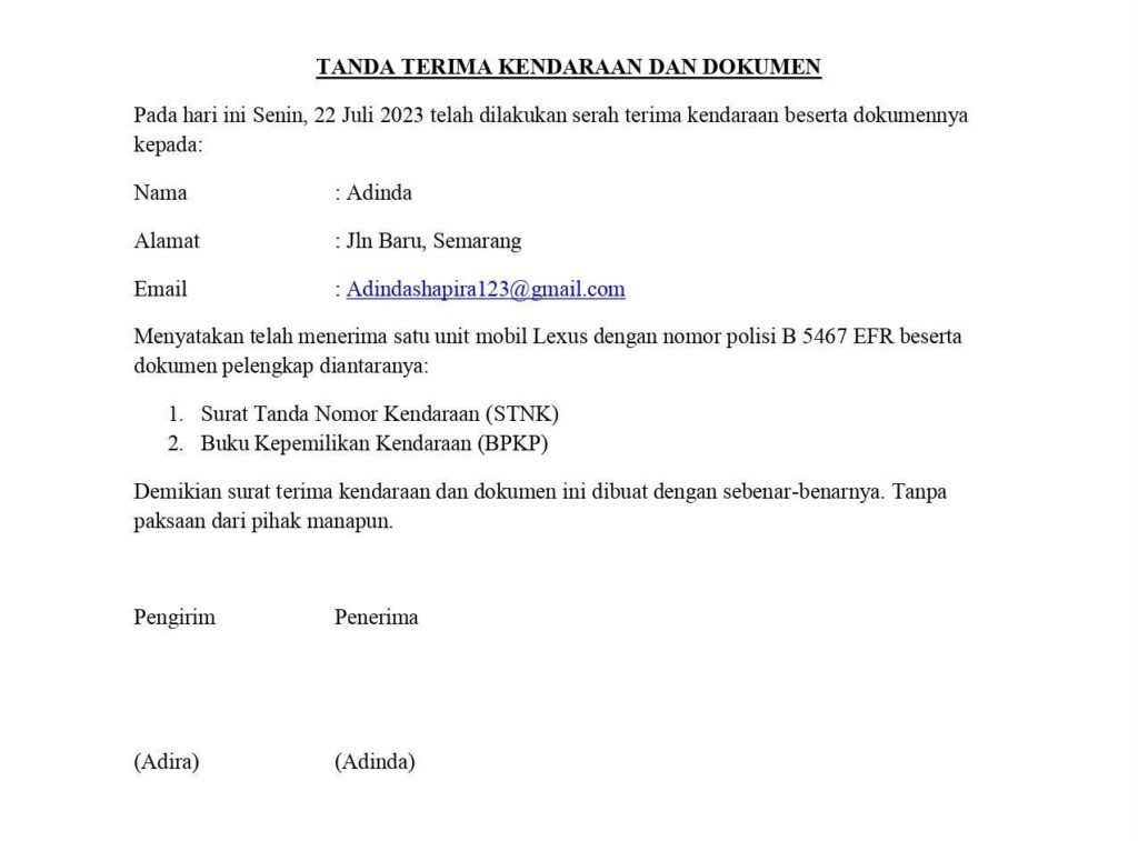 7 Contoh Surat Tanda Terima Dokumen Dan Formatnya 4102