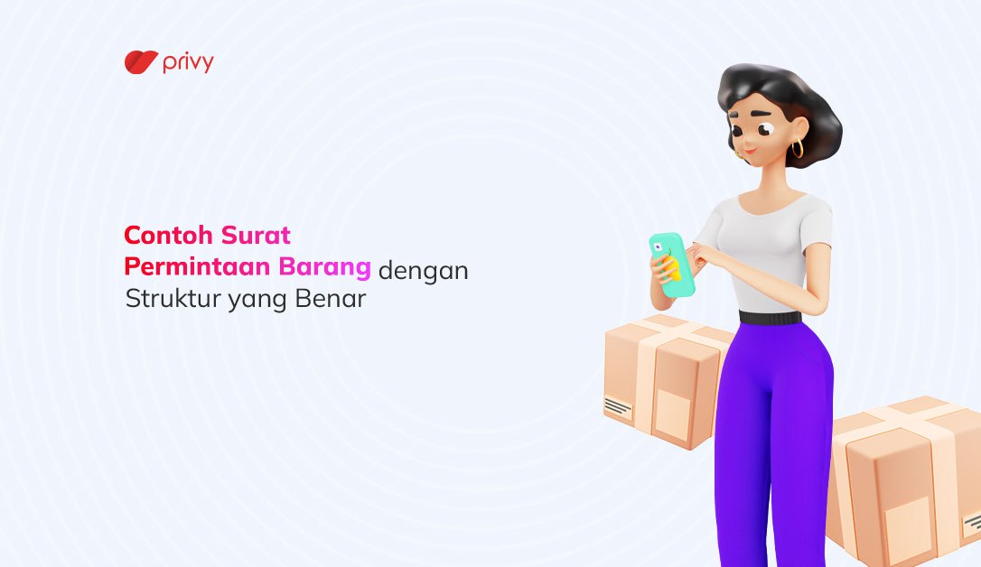 karakter perempuan berdiri dengan kotak paket