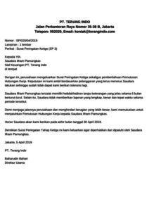 Contoh Surat Peringatan Karyawan Sp