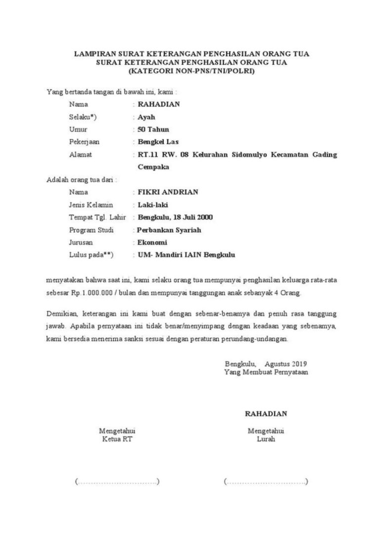 3 Contoh Surat Keterangan Penghasilan & Cara Membuatnya