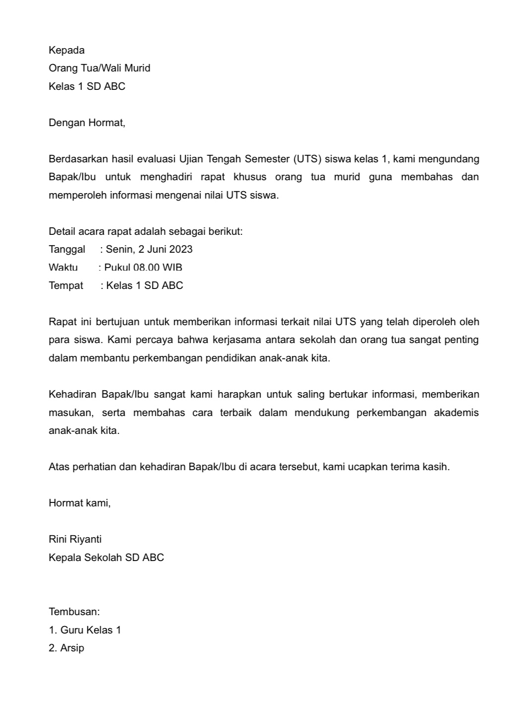 Contoh Surat Undangan Rapat And Cara Membuatnya 2153